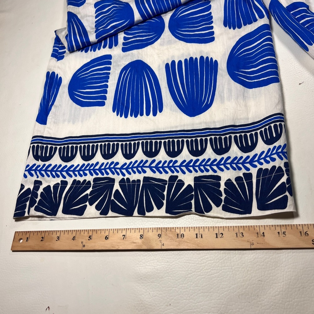 Melloday Wide Leg Pants Womens Large Blue White Shell Print Paperbag Waist NEW - Picture 9 of 10